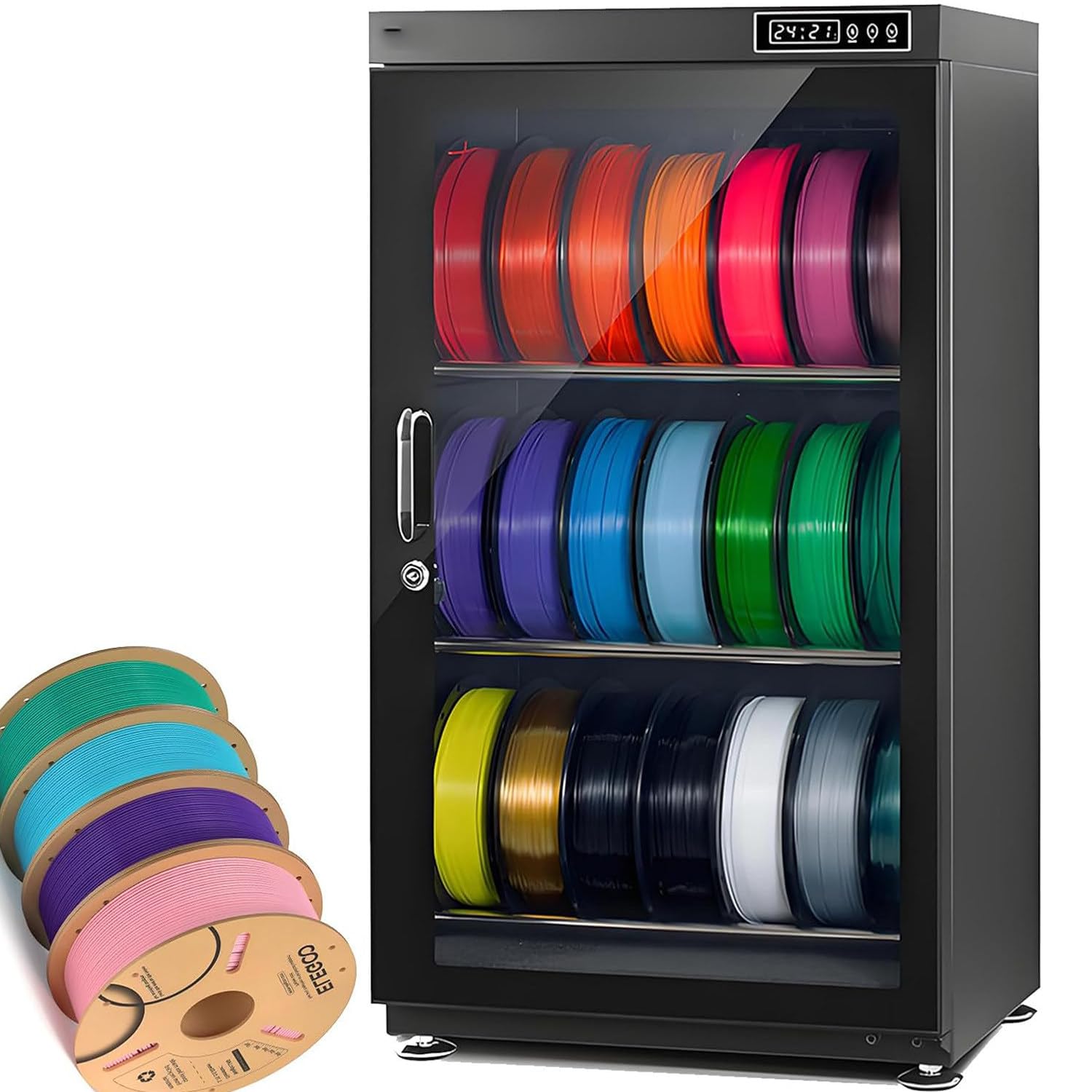 Retrin Multicolor 3D Printer Dry Box, Anti-Moisture Filament Holder, Sealed 2-Tier Rack 115L