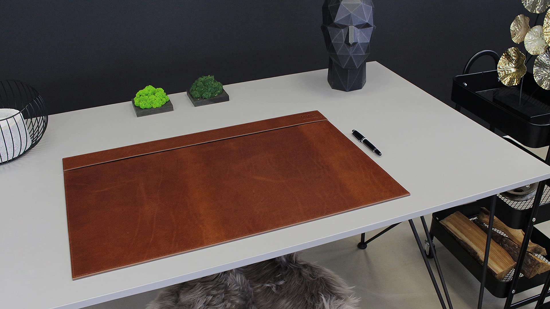 Memoria Schreibtisch-Unterlage MIRO | Echtes Leder | Desk Pad Schreibtischunterlage Schreibunterlage Braun