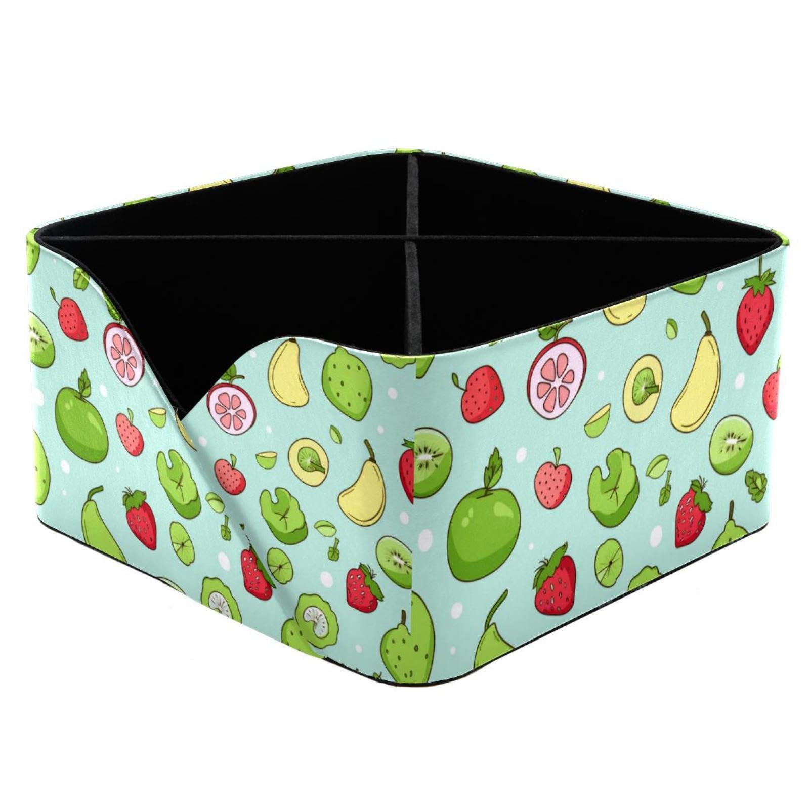 Boîte de rangement rectangulaire à compartiments motif fruits verts