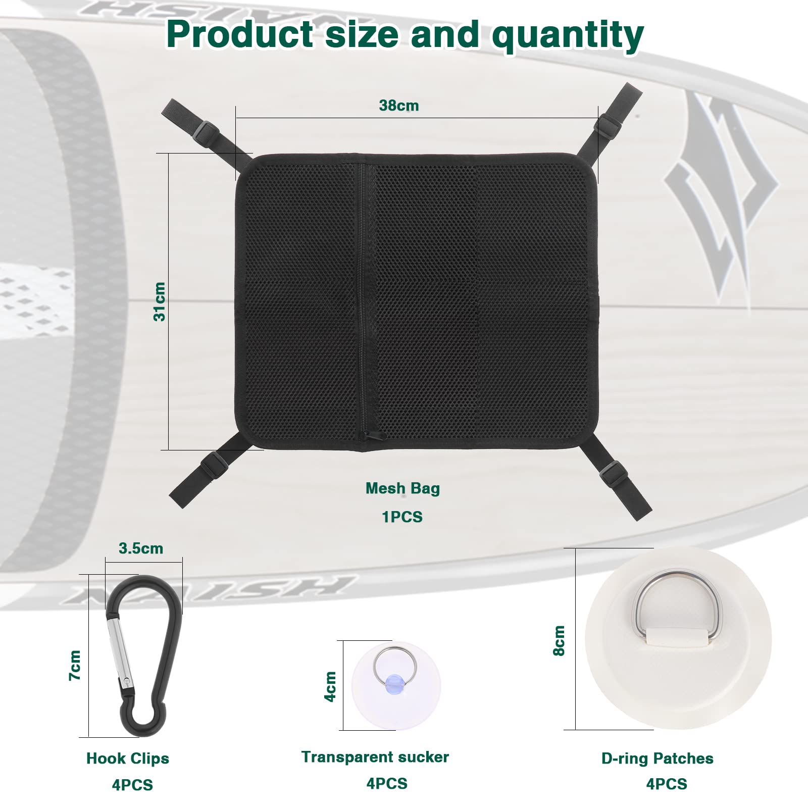 Borsa Rete Per Tavola Da Surf/SUP - Impermeabile Con Ventose E Ganci | Per Kayak, Canoe, Paddle - Foto 2