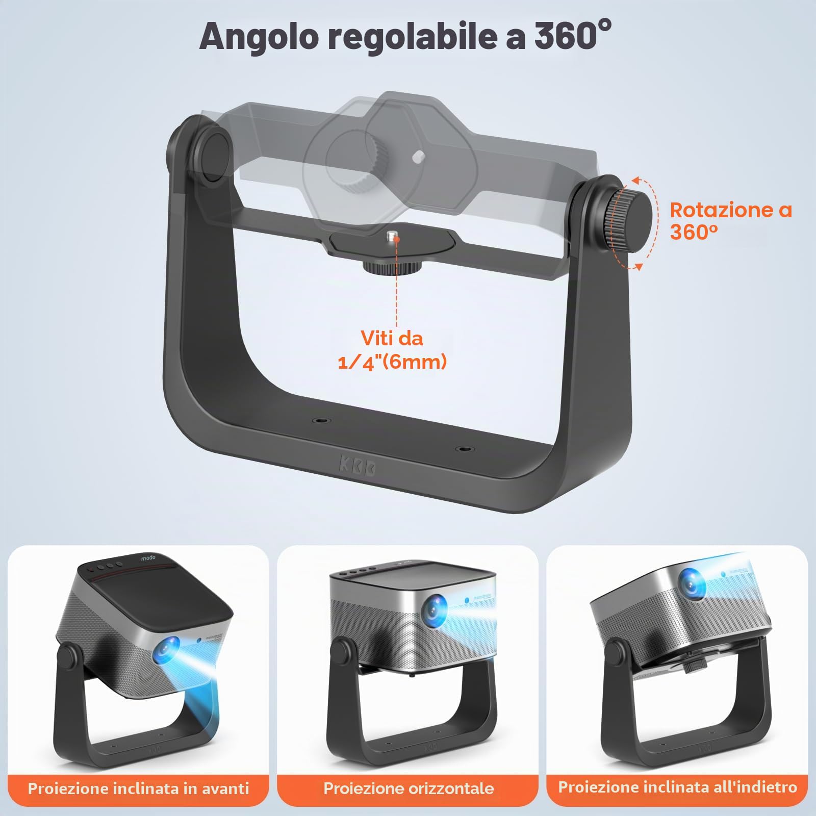 KDD Supporto Proiettore da Scrivania - Supporto Proiettore a Soffitto con Regolabile a 360°, Universale Videoproiettore a LED - Mini Staffa Proiettore Soffitto da Parete per Casa Scuola Ufficio