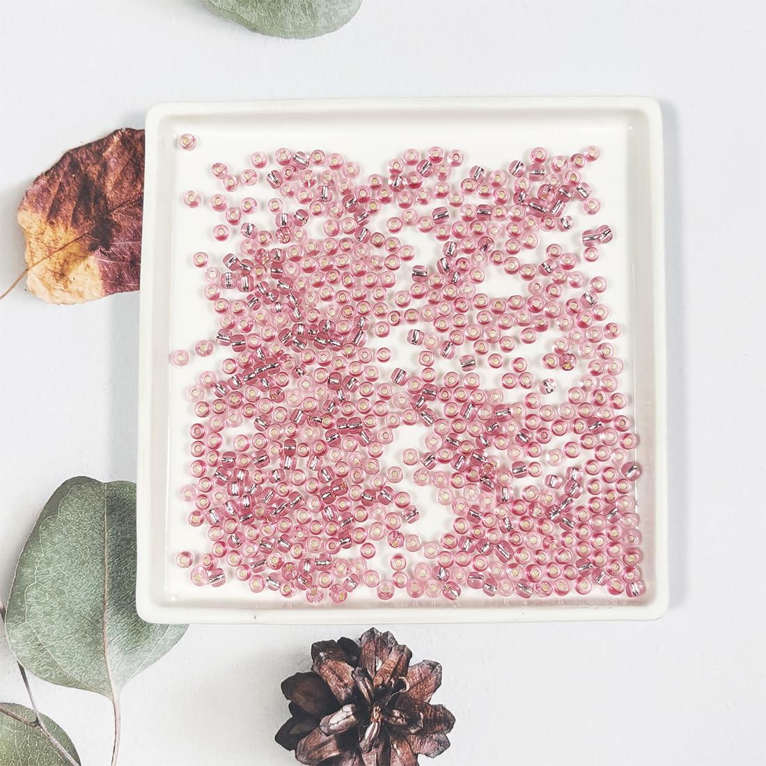 4mm 6/0 Pink Glass Beads 110g About 1600pcs for Making Earring Bracelet Pendant Waist Jewelry DIY Handmade Beads (Pink Silver Core) - Image 3