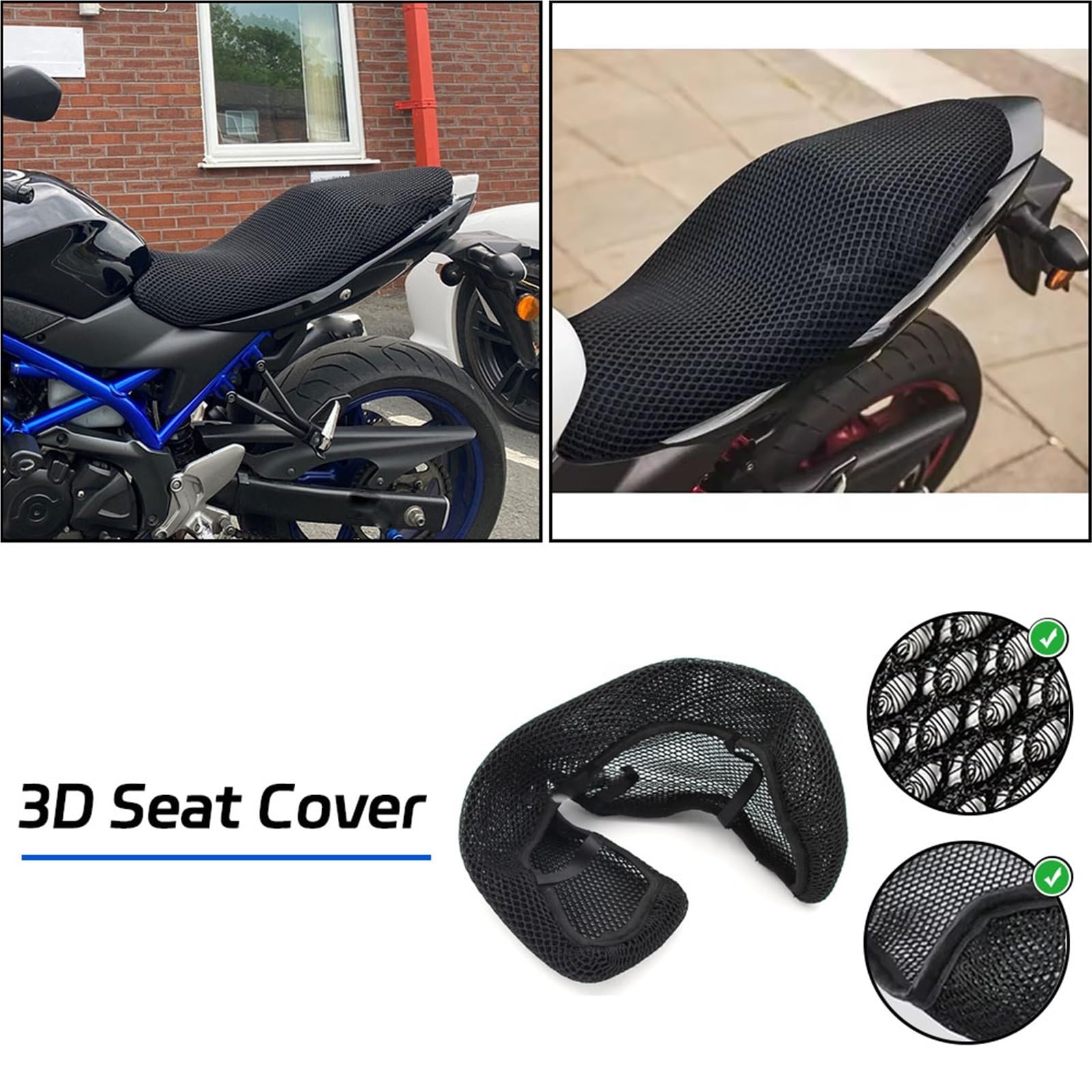 Per Suzuki SV 650 2019-2023 Moto 3D Flusso D'aria A Nido D'ape Copertura Di Sede Maglia Nylon Tessuto Isolato Proteggere Cuscino