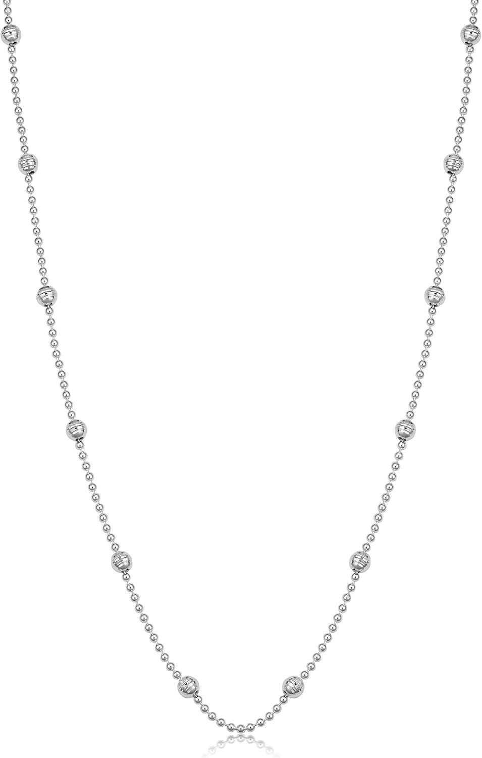 Kooljewelry Sterling Silver Bead Ball Station Necklace (16, 18, 20, 22, 24, 30 or 36 inch)