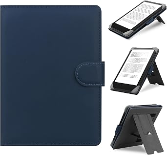 HoYiXi Universal Case Compatible with 6.8"-7" Kobo/Pocketbook/TolinoKindle Paperwhite/Kobo Clara HD/Kobo Clara 2E Leather Stand Cover for 6-6.8 E-Book eReader,Blue