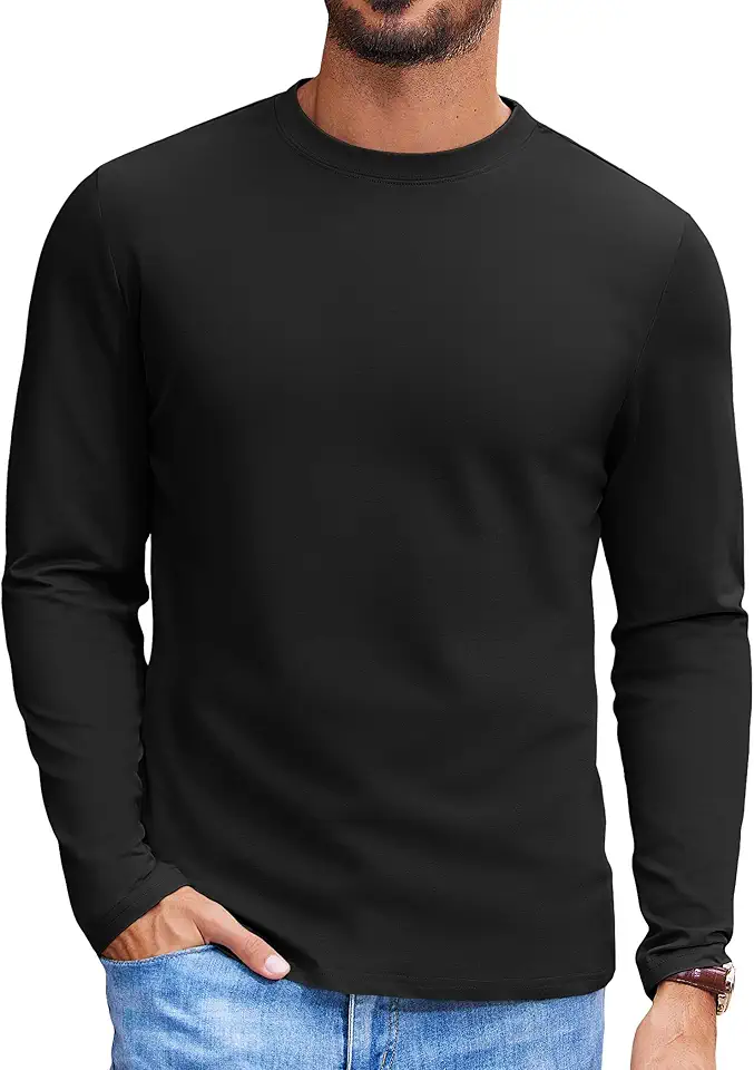 COOFANDY Mens Long Sleeve Tee Shirts Stretch Crew Neck Thermal Shirts Casual T Shirts for Men
