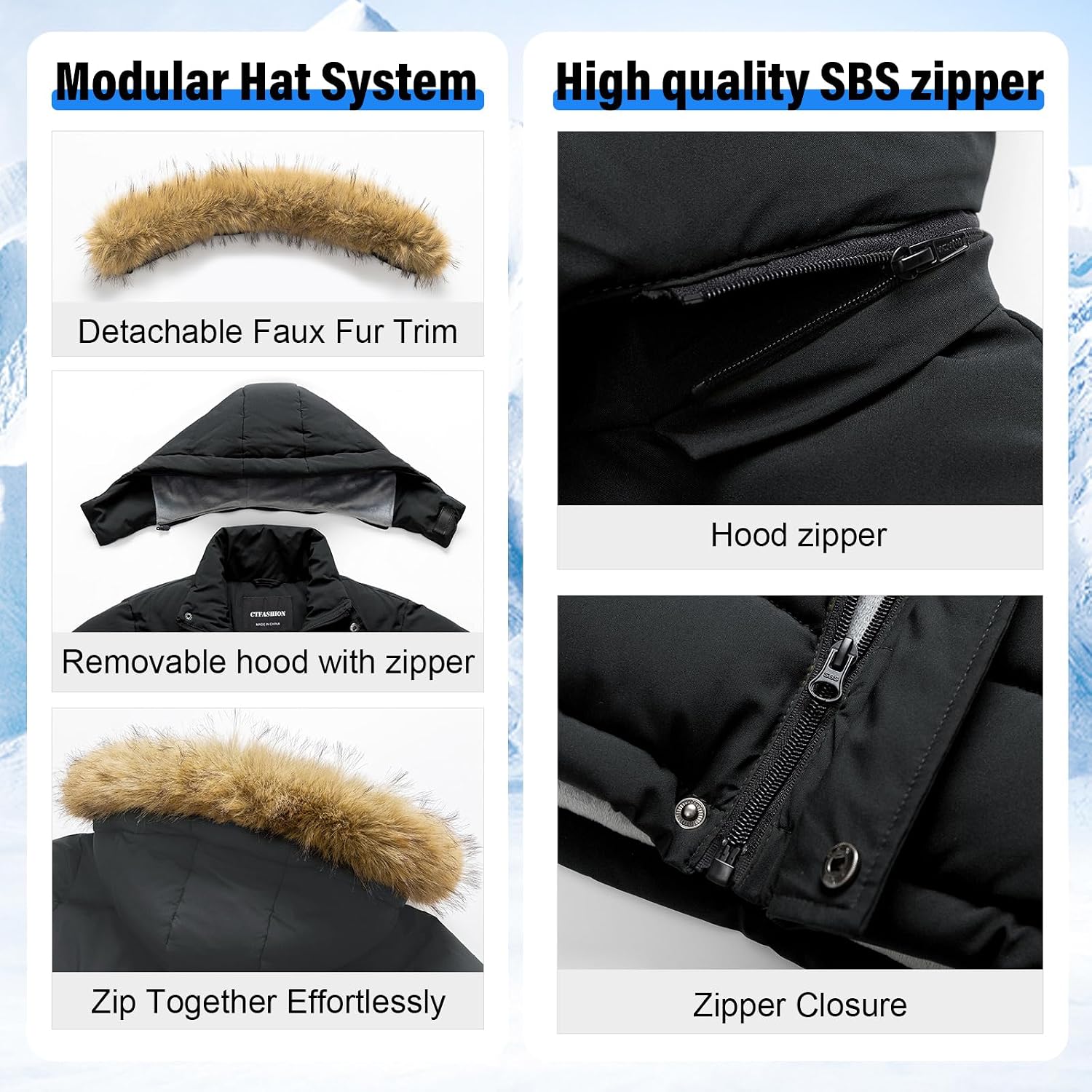 Boy's Winter Coat Kids Puffer Jacket Water Resistant Bubble Outerwear Fleece Heavyweight Parka with Fur Hood