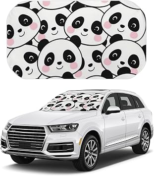 Cute Panda Car Windshield Sun Shade Umbrella Portable Foldable Car Front Window Sunshade Windshield Sun Shade Cover UV Protection for Car Front Window Small 52.4"x28.7"