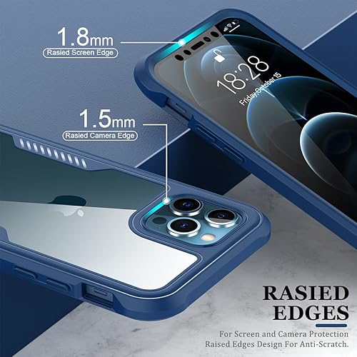 Miniatura 4 de FUNMIKO Funda para iPhone 12 Pro Max, funda transparente con protector de pantalla integrado sensible al tacto, paso de grado militar de 21 pies,