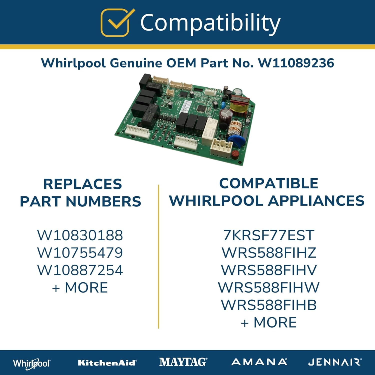 Whirlpool W11089236 Refrigerator Control Board