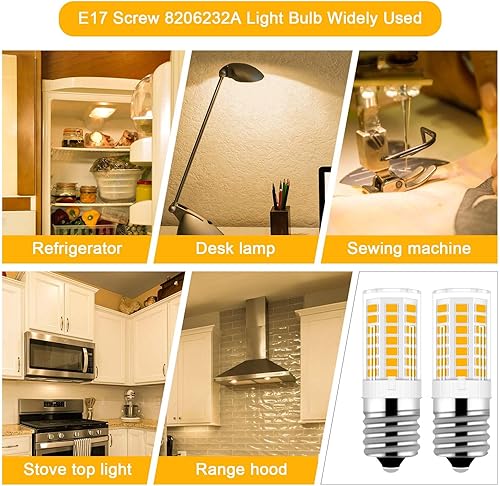 Miniatura 5 de Bombillas LED E17 regulables de 3 W para microondas sobre estufa, equivalente a 40 W, luz blanca diurna 6000 K, apta para microondas Whirlpool