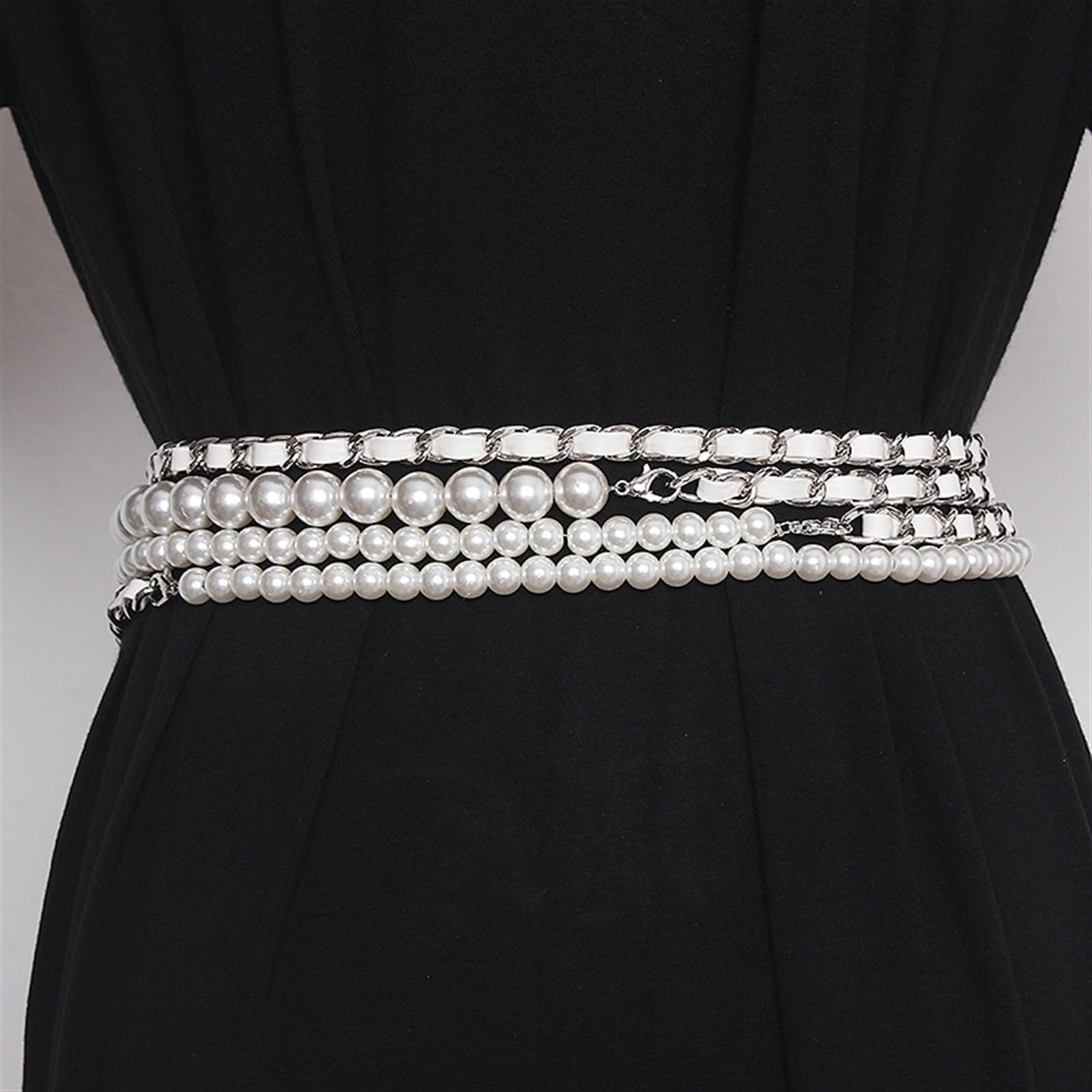 Amazon.com: Fashion Versatile Pearl Decoration Leather Belt 