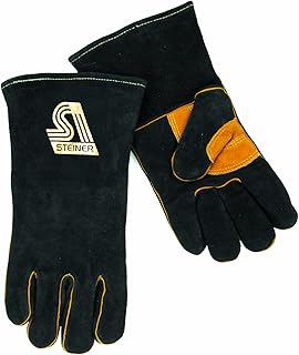 Steiner 2619B-L Welding Gloves, Black B-Series, Side Split Cowhide, Foam Lined Back, Large