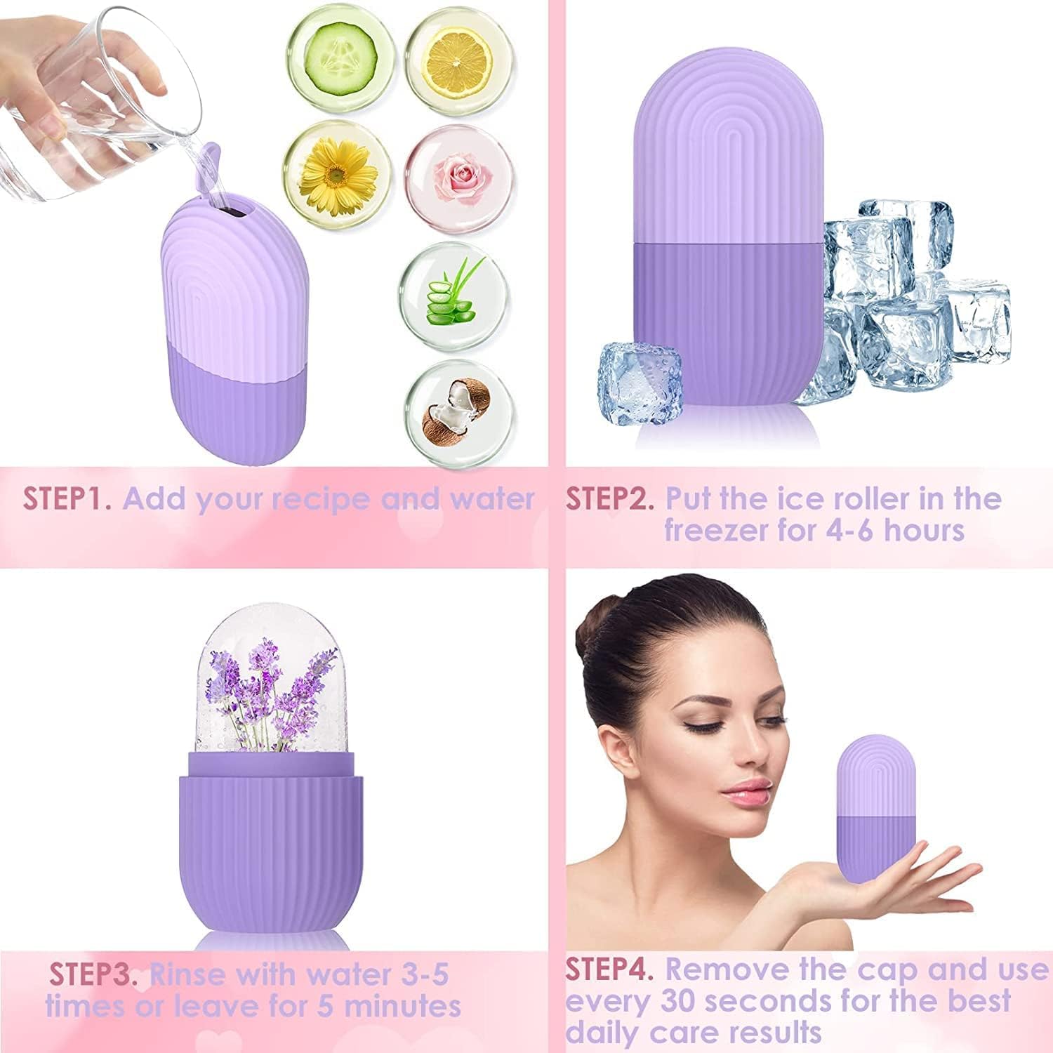 RIDHMIN Ice Cube Roller Massager for Face, Eyes and Neck Conditioning and Skin Care,De-Puff Eye Bags,Reduce Migraine Pain,Reusable Massage Silicone Ice Mold (Multicolor) 3