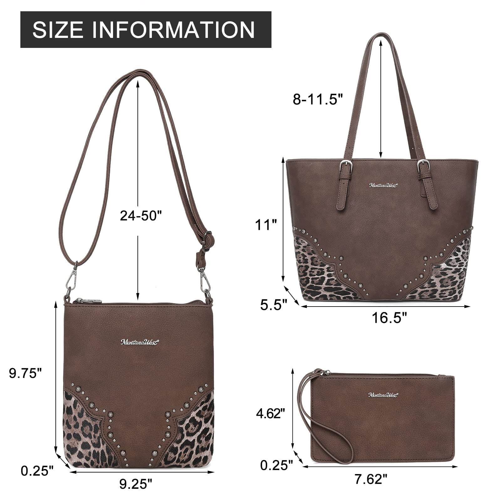 Montana West Purses for Women Tote Bag 3Pcs Set Leopard Print Satchel Handbags