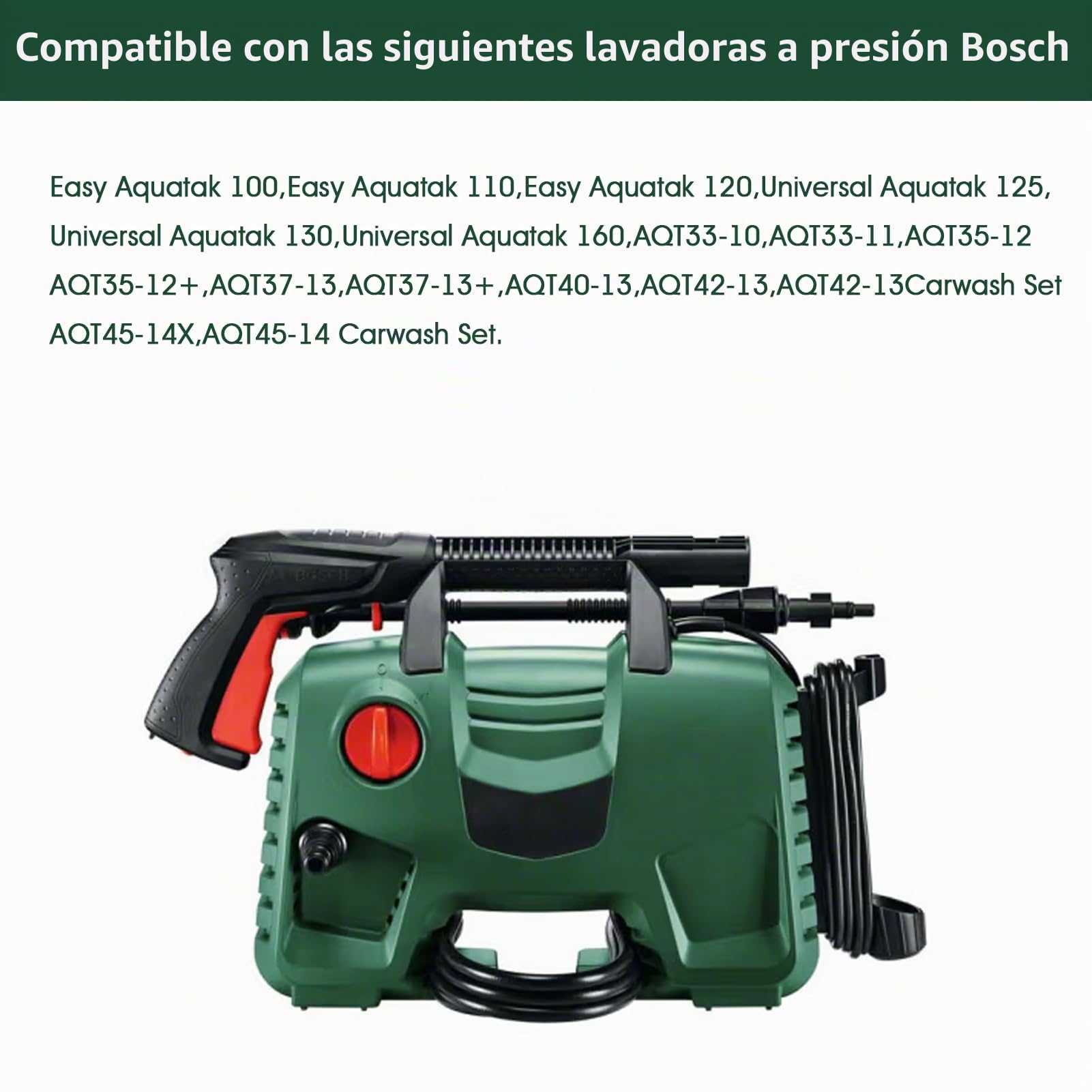 YUET Manguera de alta presión 15M Accesorio para lavadora de alta presión para Bosch AQT Aquatak Negro