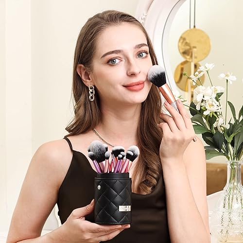 Miniatura 2 de Bueart Design Juego de brochas de maquillaje, 15 unidades, ultra suaves con soporte de viaje, juego de brochas de maquillaje con base en polvo,