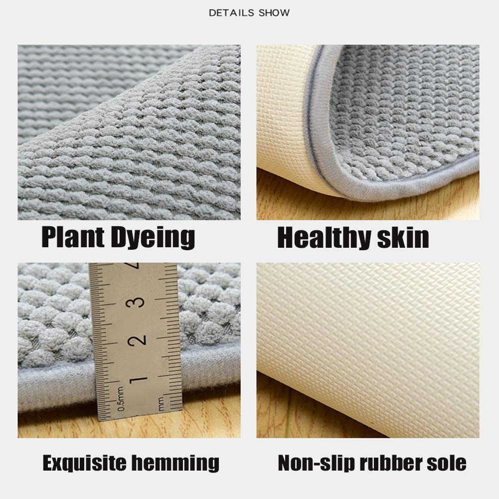 DMCE No-resbalón Agua Súper Absorbente Espuma De Memoria Alfombra De Baño,Suave Anti Molde Alfombra De Baño,para Baño Cocina Salón Gris 55x130cm(22x51inch)