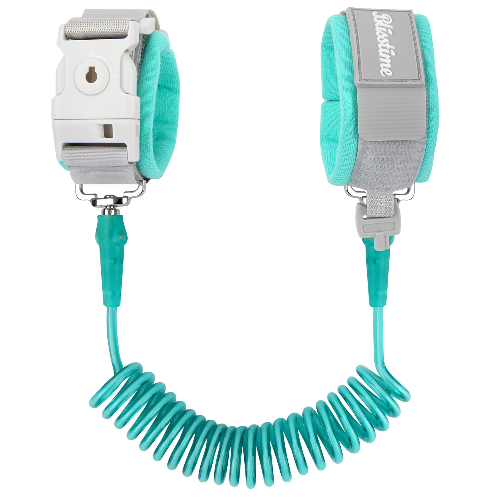 BlisstimeToddler Leash with Key Lock, Upgraded Anti Lost Wrist Link Baby Leash with 360 Degree Rotating Connector and Adjustable Bracelet for Babies Toddlers Child Kids (6.56ft/2m, Cyan)