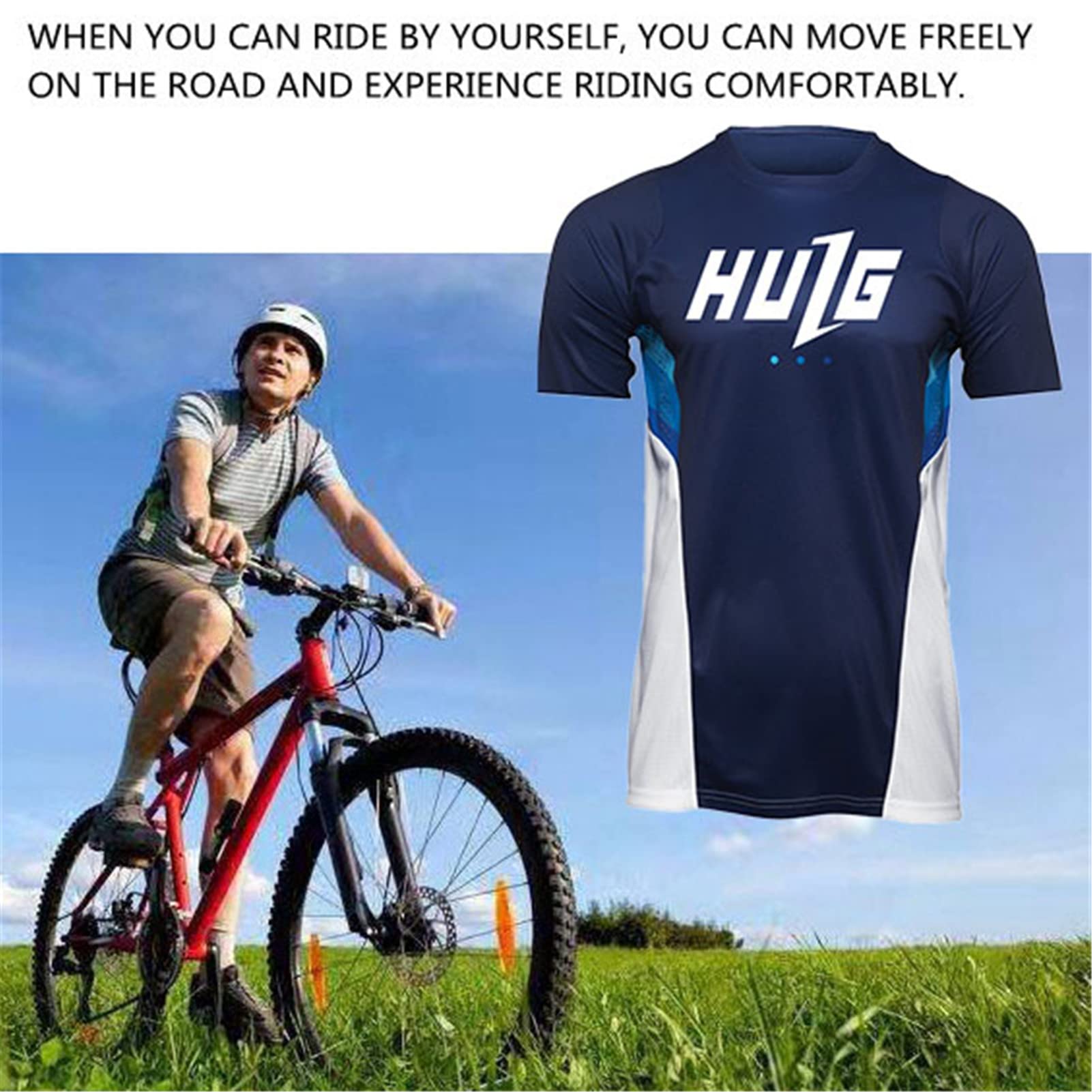 HULG Maglia da Ciclismo Estivi Uomo Maniche Corte in Poliestere 100% Traspirante Asciugatura Rapida Skin-Friendly Magliette MTB per attività All'aperto
