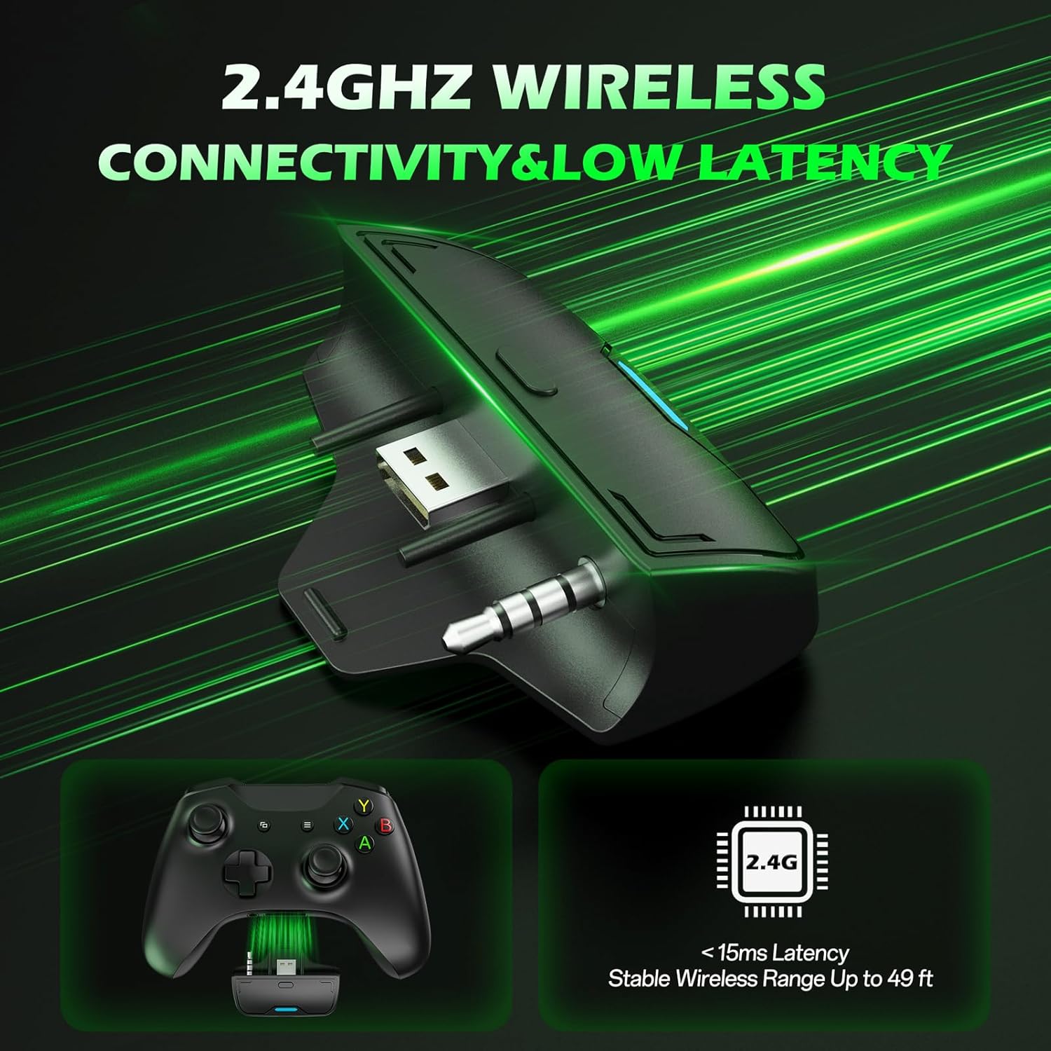 BINNUNE Wireless Gaming Headset for Xbox Series X/S, Xbox One, PS5, 120H Ultra-Long Battery, Bluetooth 5.3 Gaming Headphones with Noise-Canceling Mic, Comfortable Over-Ear Headphones,Green - Image 6