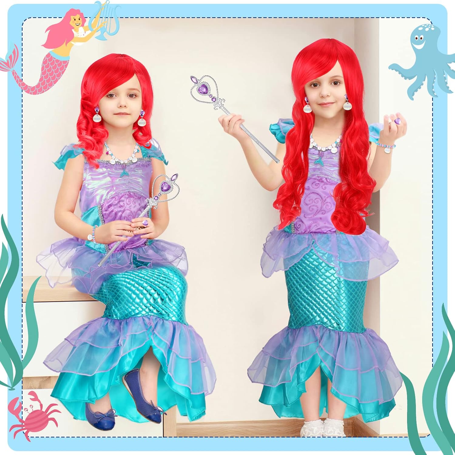 Miniatura 2 de Geyoga Disfraz de sirena para niñas disfraz de sirena para Halloween disfraz de sirena para niña disfraz de sirena para niños