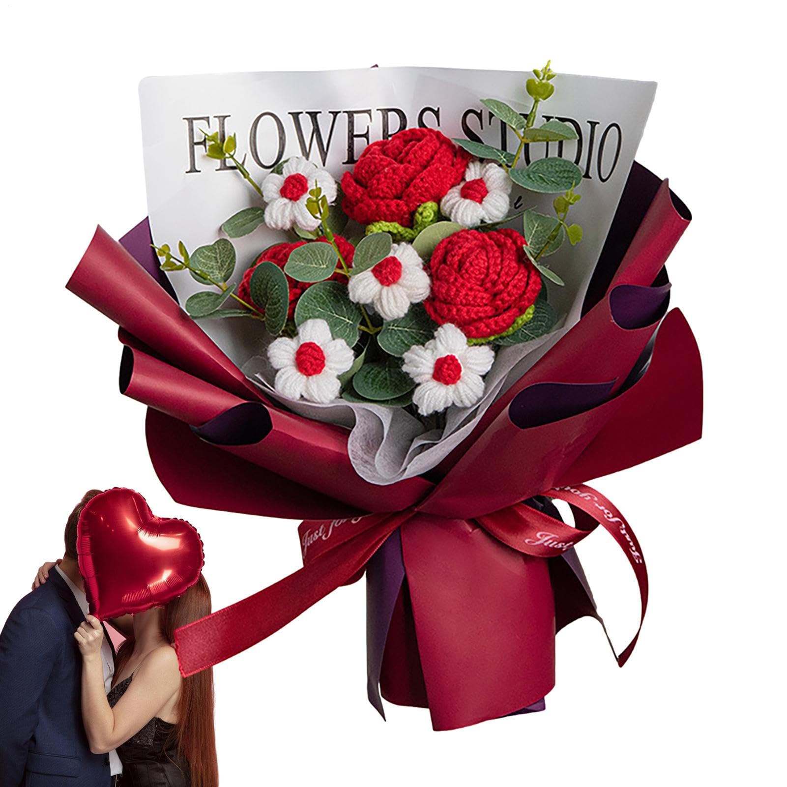 Bouquet de fleurs au crochet fait main fleurs artificielles éternelles tricotées déco
