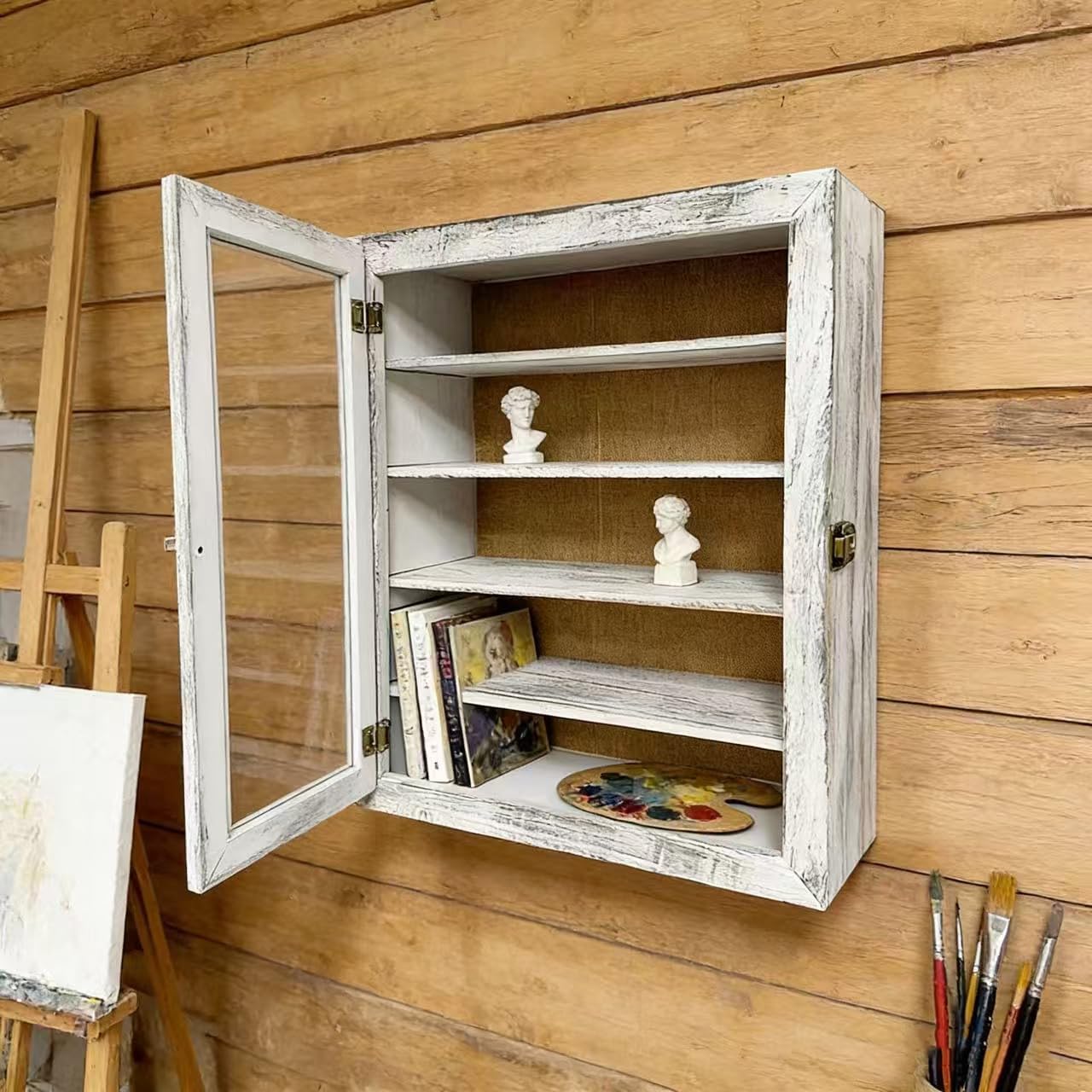 14x16x6inch Shadow Box Frame, Deep Shadow Box Frame with Linen Back and Removable 4 Shelves,Wood Acrylic Display Case for Medals, Photos, Memorabilia, Awards (White)