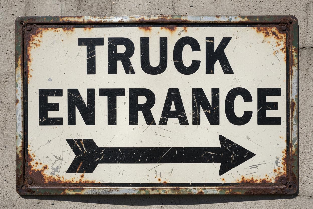Wall Decor Truck Entrance With Right Arrow Sign. 8x12Inch Metal Vintage Signs Aluminum Plates Printed