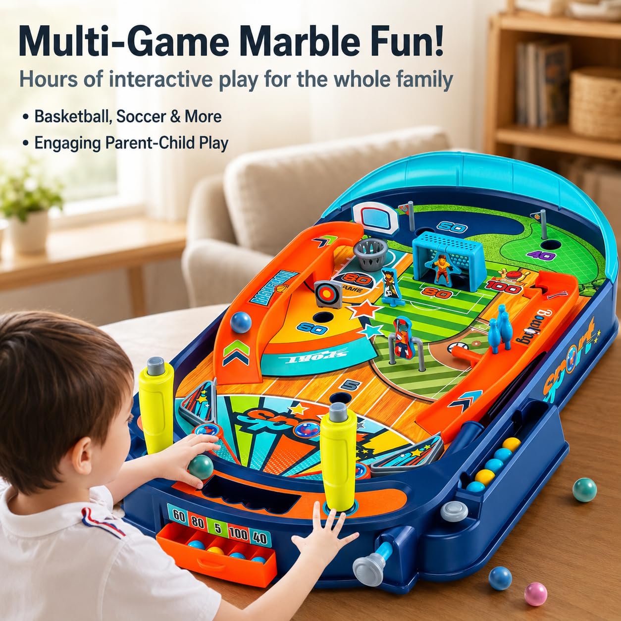 Foot Multi-Jeux en Bois, borne d'arcade pour familles, Adultes et gîtes, Jeu Billes nostalgique