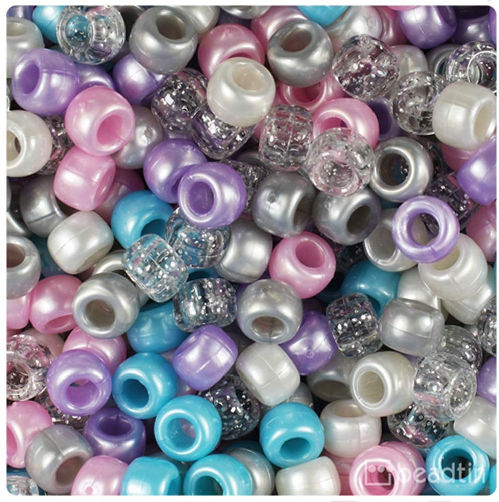 Fairytale Mix Pony Beads 100 Pieces Size 9mm x 6mm Barrel Shaped Beads