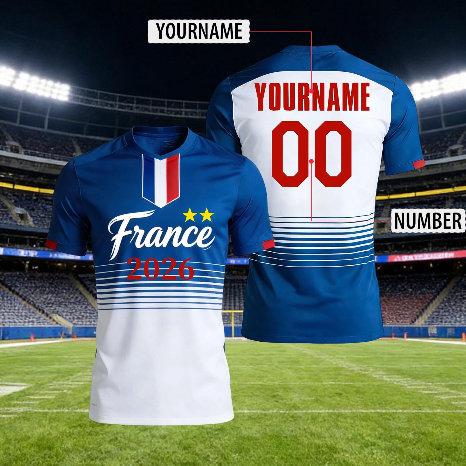 Maillot de Foot Enfant Adulte Personnalisé 2026 avec Nom et Numéro T-Shirt Manches Courtes Tissu Respirant Léger