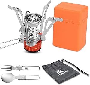 Extremus Portable Camp Stove, Compact Wind Resistant Camping Stove for Backpacking, Hiking, Camping, and Tailgating, Ultralight