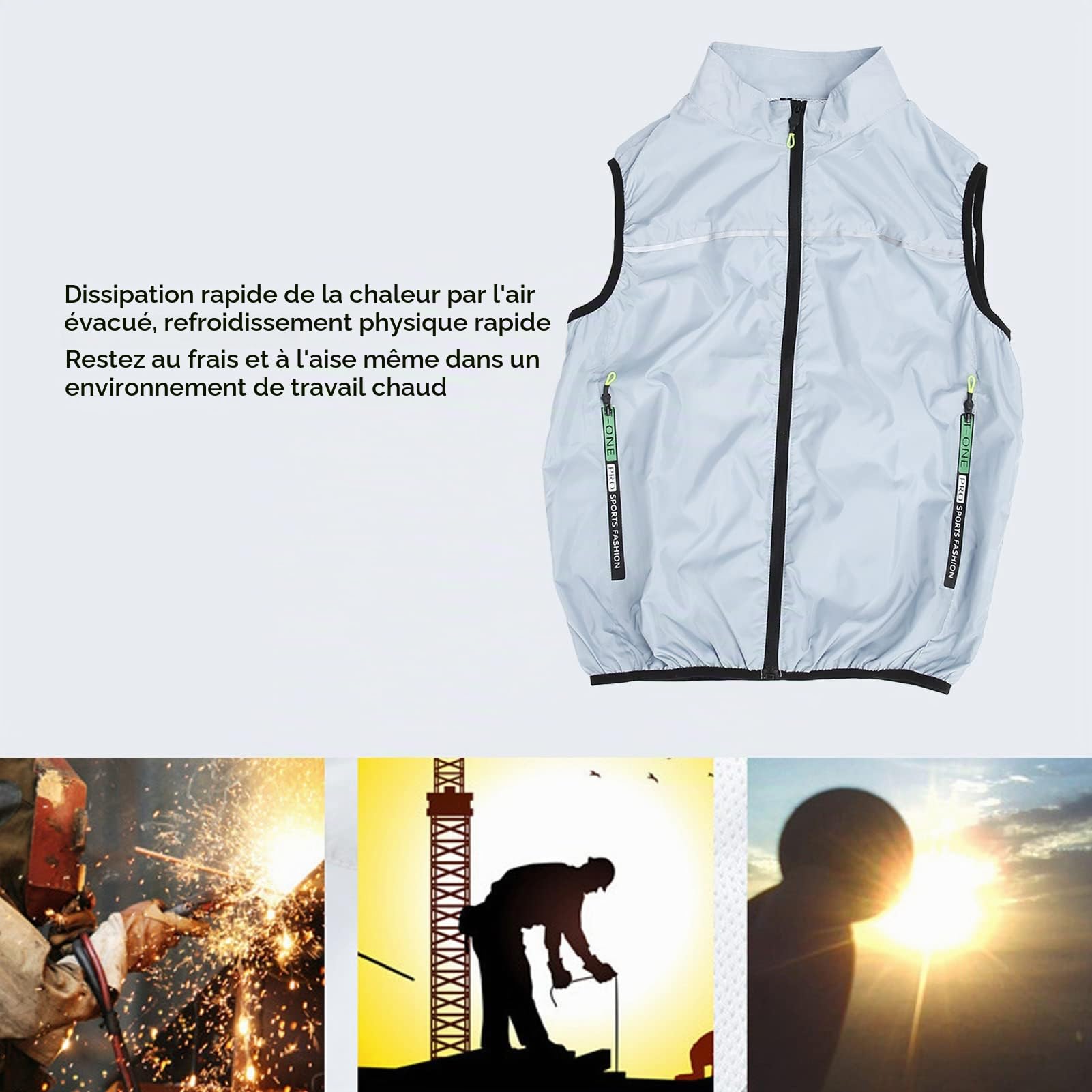 Gilet de Refroidissement pour Homme et Femme, Comprend 2 Ventilateurs Portables 3 Modes de Vitesse, Vêtements de Climatisation avec Poches pour Temps Chaud, Extérieur, Voyage, Travail, été.(2XL)