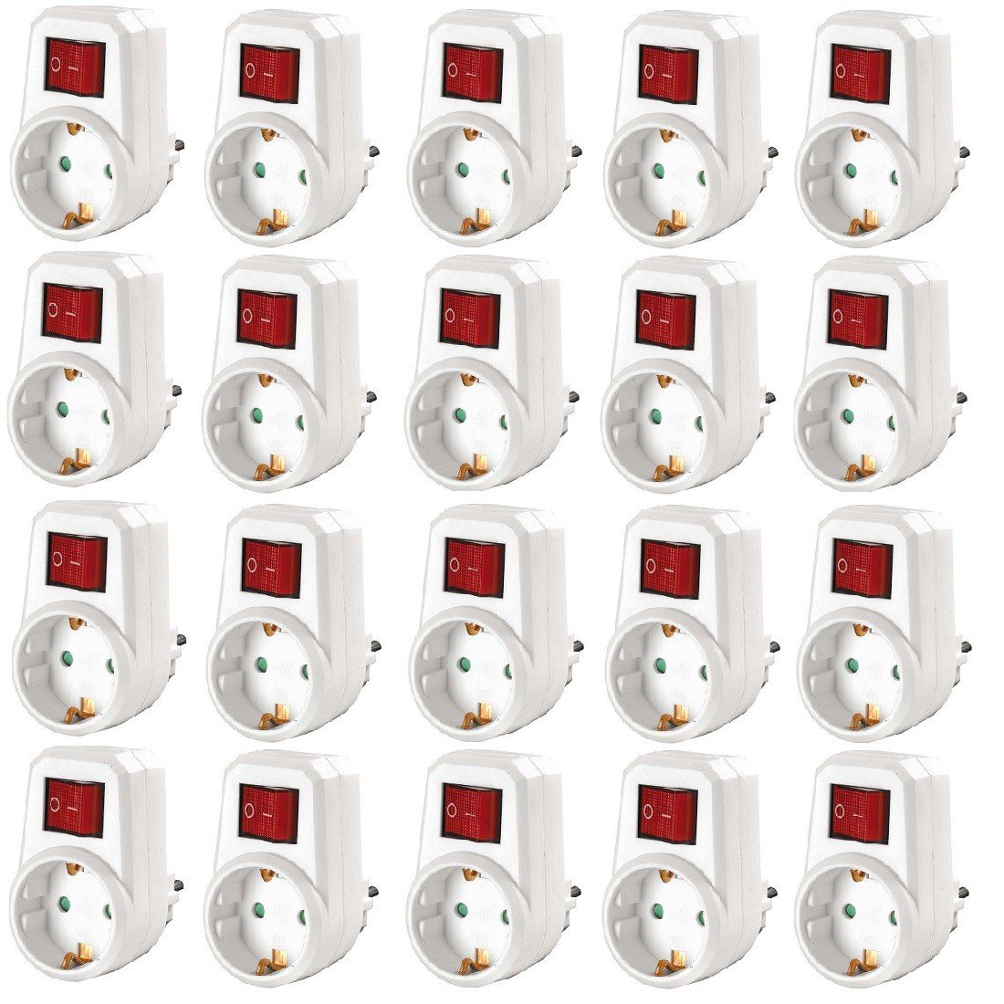 Heitech 20er-Pack Zwischenstecker mit Netzschalter 2-polig Tüv/GS-Zeichen