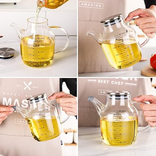 Miniatura 5 de Dispensador de aceite de cocina de vidrio, dispensador de vinagre de vidrio de 30 onzas, botella de aceite para cocina, barbacoa, hacer ensalada,
