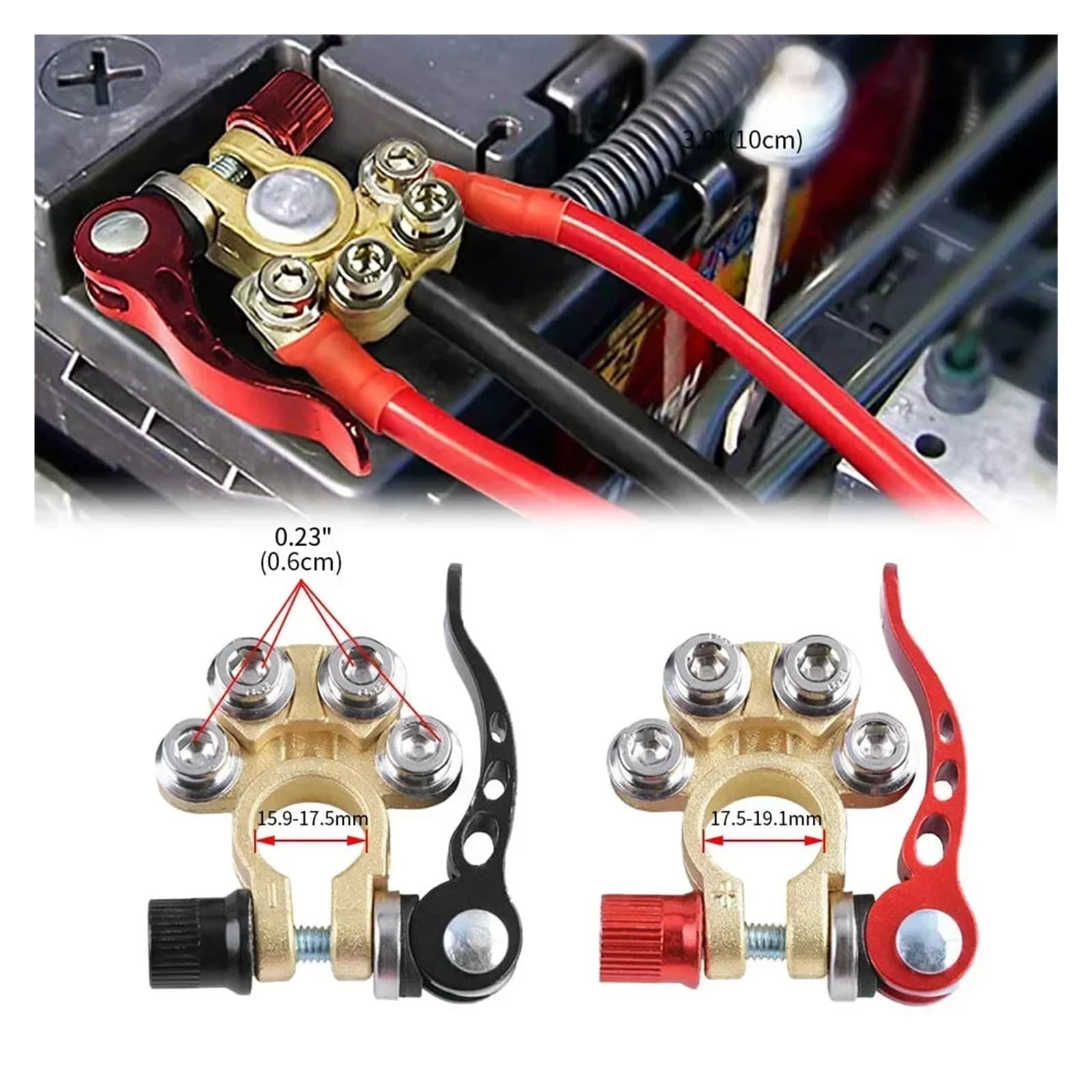 Connecteur à pince pour borne de batterie Connecteur de Terminal de batterie automatique 12V 24V, Bornes de batterie, adaptateur de Terminal de câble, pinces en cuivre, vis à Clip(Style 2-16)