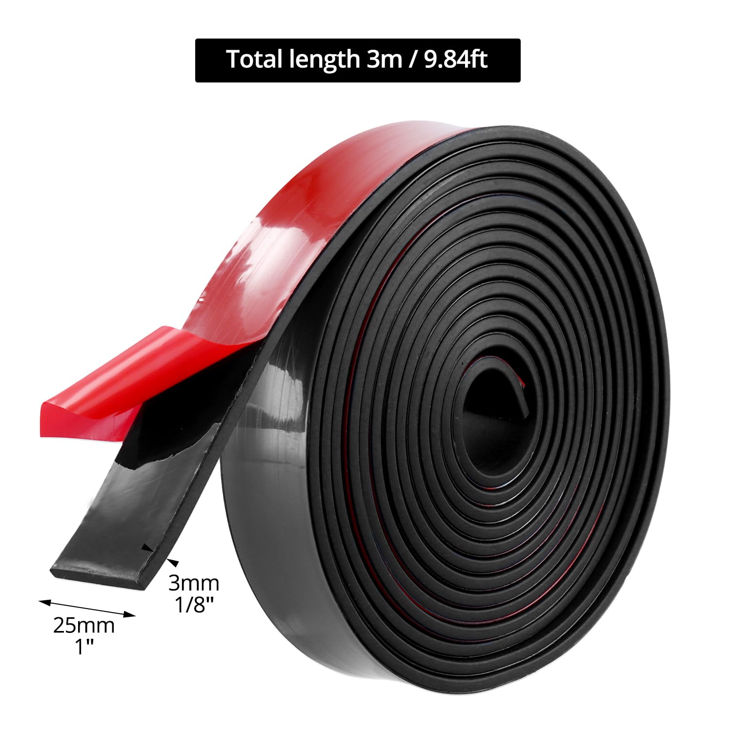 QWORK® Tira de Goma Adhesiva de Neopreno 25 mm x 3 mm - Impermeable, Resistente a Calor y Aceite