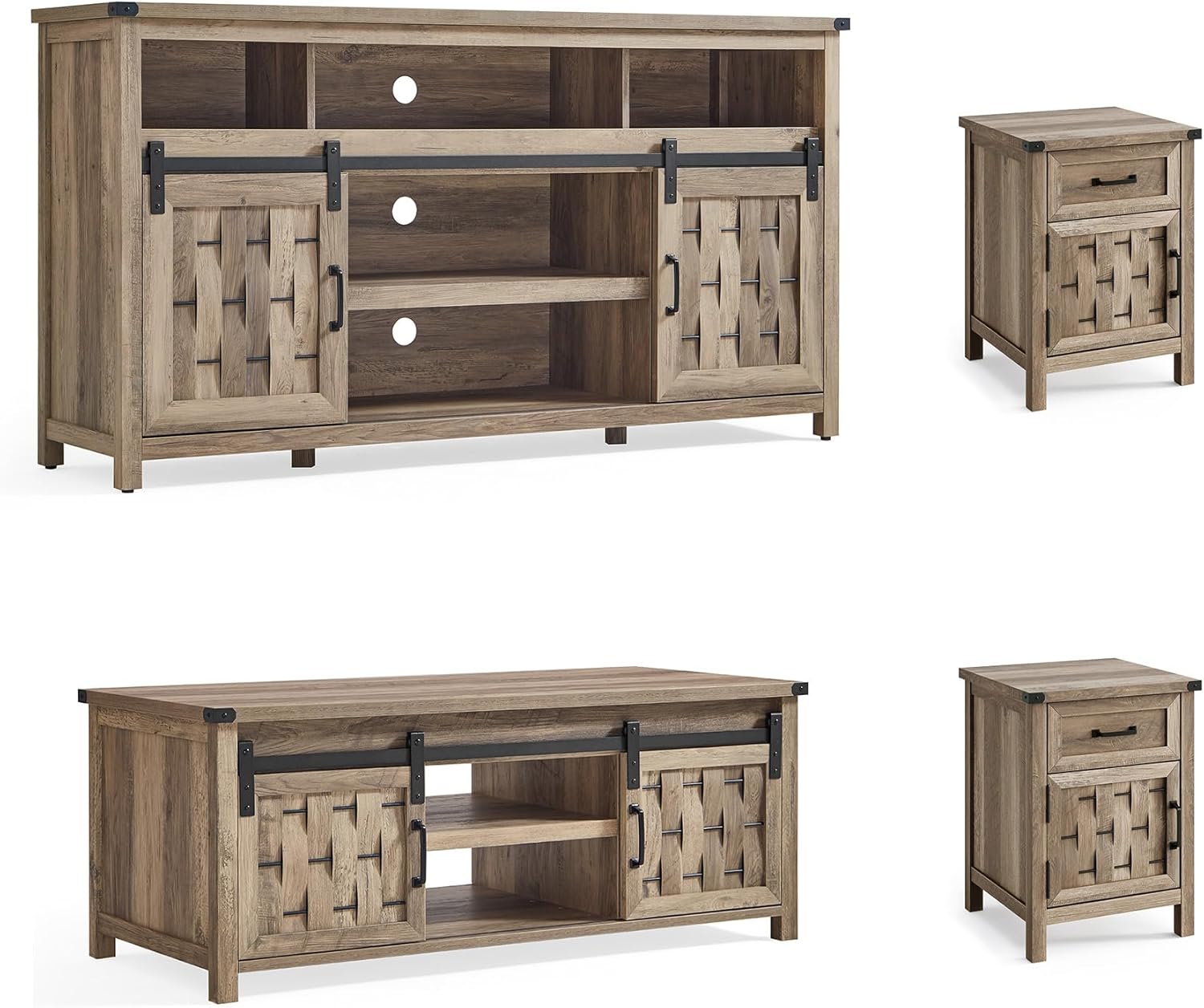 Amazon.com: LINSY HOME 4-Piece Farmhouse Living Room Table Sets ...