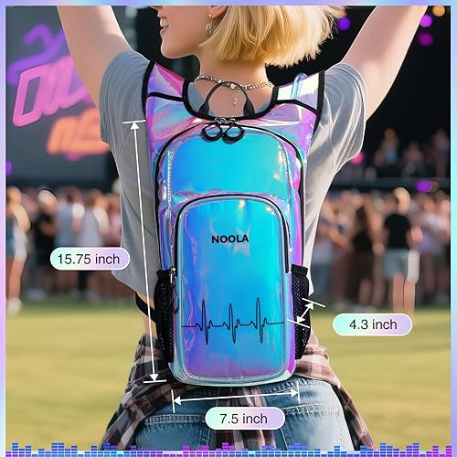 Miniatura 3 de NOOLA Mochila de hidratación rave, mochila de agua con vejiga de agua de 2 L, accesorios esenciales para festivales para mujeres y hombres