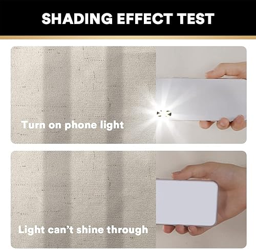 Miniatura 3 de PrinceDeco Cortinas 100% opacas para dormitoriosala de estar, cortinas opacas de lino de 96 pulgadas de largo, cortinas de tratamiento de ventanas