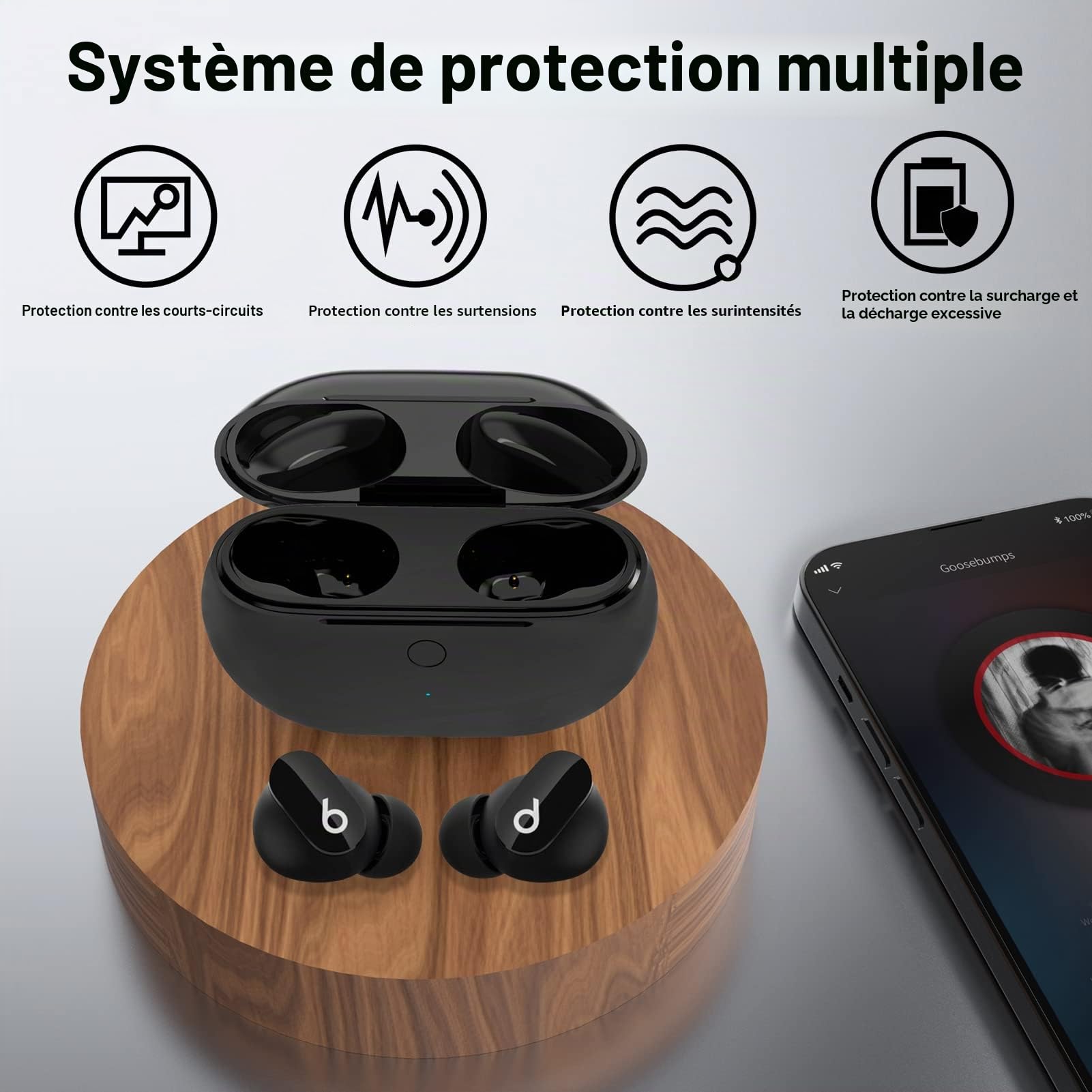 Boîtier de Charge de Remplacement Compatible avec Beats Studio Buds, Étui de Chargement pour Beats Studio Buds Boitier Charge avec Bouton de Couplage Sync (Écouteurs Non Inclus)