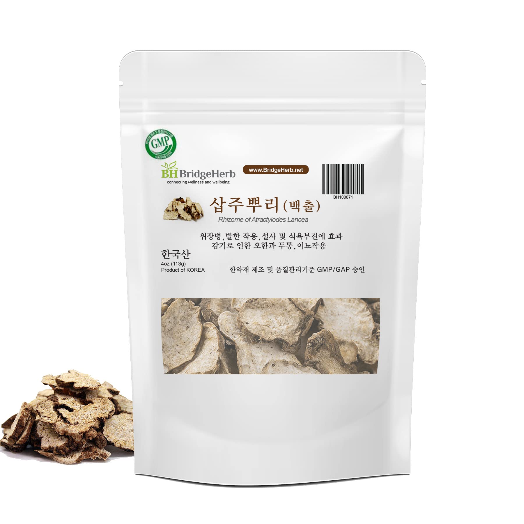 Atractylodes Lancea (Cang Zhu) (삽주뿌리(백출) 4oz (113g) – Dried Root Slices | Herbal Tea Ingredient | Product of Korea (Bridgherb)