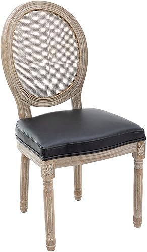 Miniatura 61 de chairus Juego de 2 sillas de comedor de ratán de granja, sillas de campo francesas de cuero con respaldo redondo, sillas laterales ovaladas para