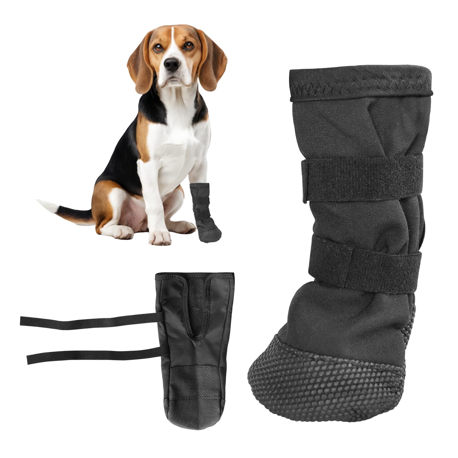Waterproof Dog Boots – Anti-Slip Dog Paw Protectors with Adjustable Straps – Breathable Wound Protection Pet Shoes for All Breeds