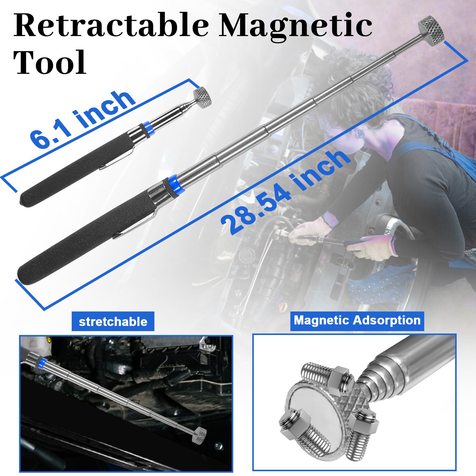 KEZE Set di 17 ganci e grimaldelli, kit di strumenti per la rimozione automatica delle guarnizioni, pinza per la rimozione di guarnizioni, raschietto, telescopico, strumento magnetico per riparazioni