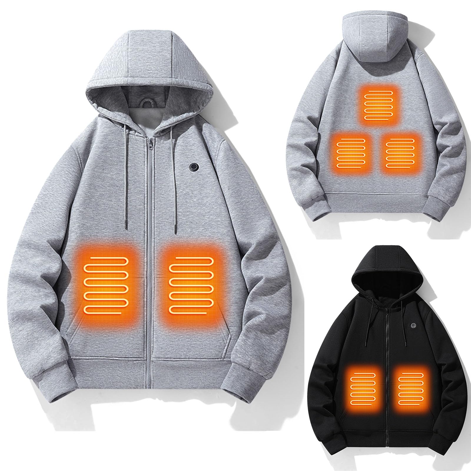 Chaqueta calefactable USB unisex softshell con capucha cortavientos 8