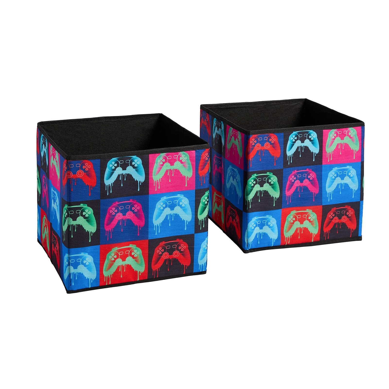 OHS Neon Drip Gaming Storage Cubes Collapsible Cube Boxes 2 Pack, Multi — image 1