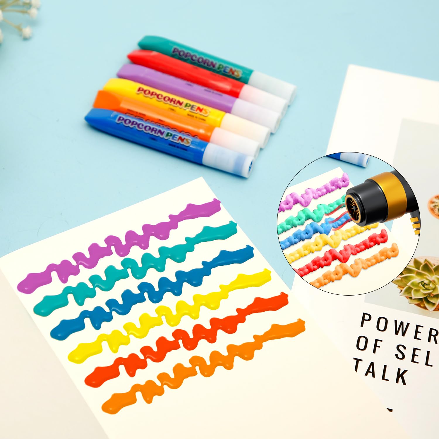Stylos de dessin à bulles pop-corn pour enfants, stylos de peinture de couleurs pour enfants, stylos de coloriage artistiques 3D, fournitures de dessin colorées, stylo pelucheux, DIY bricolage