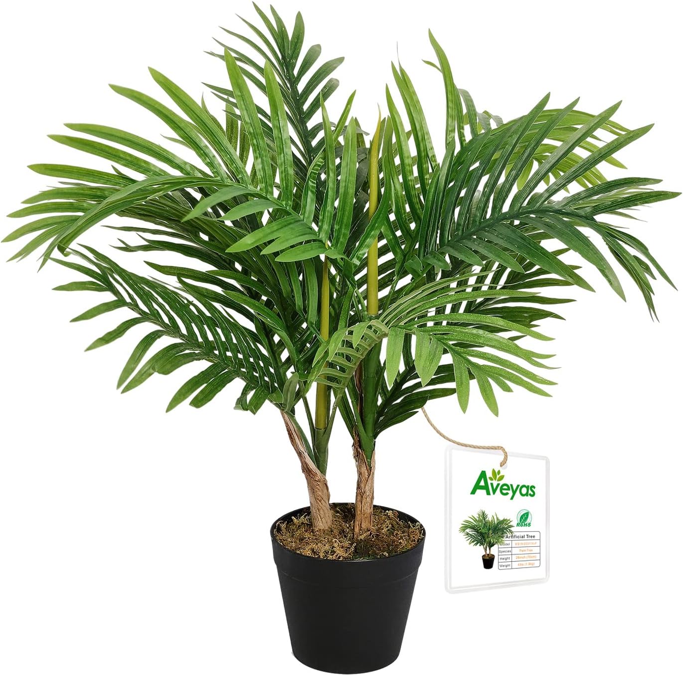 Aveyas 28 Inch Palm Tree Artificial Plants Fake Tree, Large Tropical Leaves Decorations Palm Leaves Imitation 28" Potted Artificial Plant for Home Office Decoration